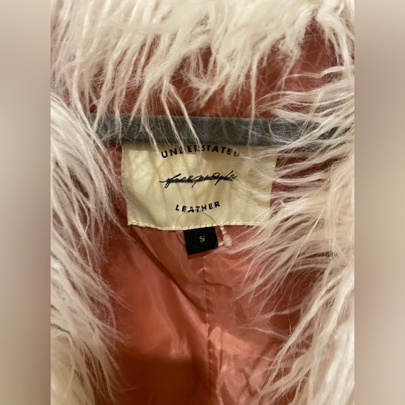 NWOT Free People Indigo River leather vest with faux fur trim - Picture 5 of 6